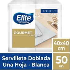 Paquete Servilletas Blancas Elite Gourmet x 50 unidades (40 x 40 cm)