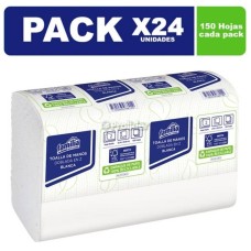 Caja Papel Interfoliado Familia Blanco x 24 Paquete de 150 Hojas Doble Hoja