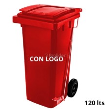 Tacho Recolector Con Pedal Genérico 120 Litros Con Logo Rojo