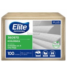 Paquete Servilletas Ecologicas Elite Dobladas en 4 x 100 unidades (360970)