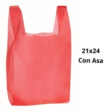 Bolsas Plásticas con Asa Rojas / 21 x 24 / 100 unidades