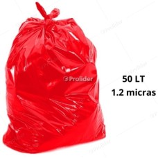 Bolsas Plasticas Rojas Gruesas / 1.5 Micras / 50 Litros / 100 Unidades