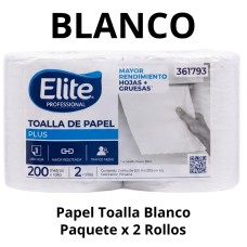 Papel Toalla Jumbo Elite Blanco 200 Metros x 2 Rollos