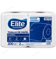 Papel Toalla Jumbo Elite Classic Económico Paquete x 2 Rollos de 200 Metros (361791)