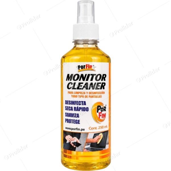 Limpia Pantalla Porfin Monitor Clean Frasco 250 ml + Paño