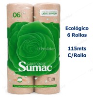 Papel Toalla Jumbo Sumac Ecologico Liso Paquete x 6 Rollos