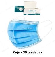 Mascarillas Descartables 3 Pliegues Facemask Caja x 50 unidades Celeste