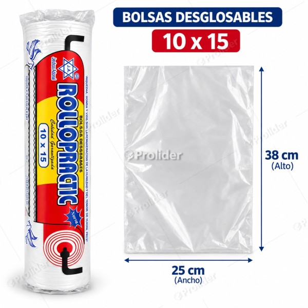 Bolsas Desglosables en Rollo 10x15" (25x38 cm) Transparente