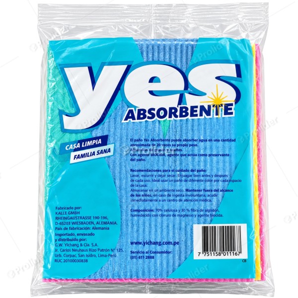 Paños Absorventes Yes Colores Wetex Paquete x 4 unidades