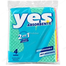 Paños Absorventes Yes Colores Wetex Paquete x 4 unidades