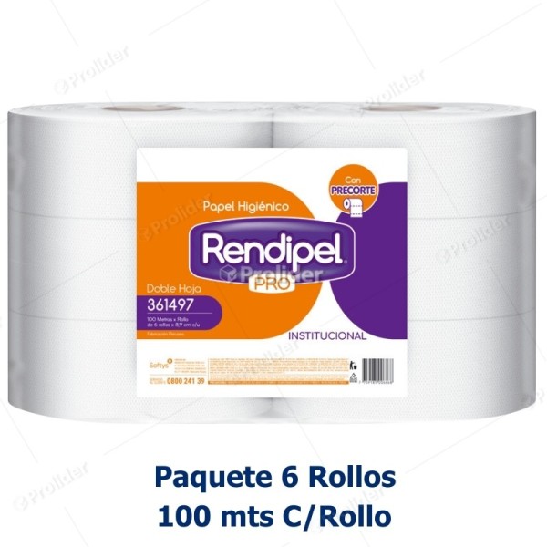 Comprar Papel Higiénico Jumbo Rendipel Doble Hoja 100 Metros Paquete X