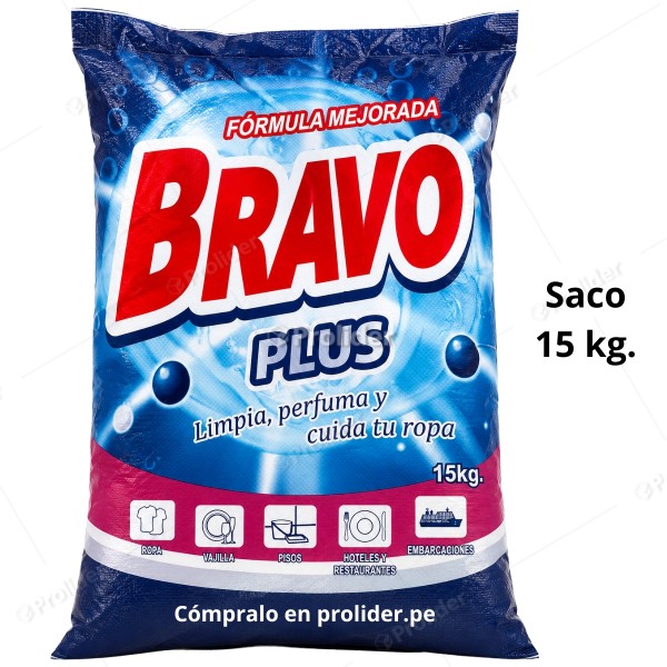 Detergente en Polvo Bravo Saco x 15 Kilos Azul Floral (Polvo Celeste)