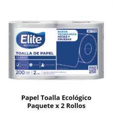 Papel Toalla Jumbo Elite Ecologico 200 Metros Paquete x 2 Rollos