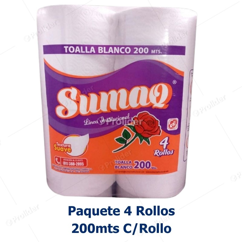 Comprar Papel Toalla Jumbo Sumac Blanco Gofrado 200 Metros Paquete X 4